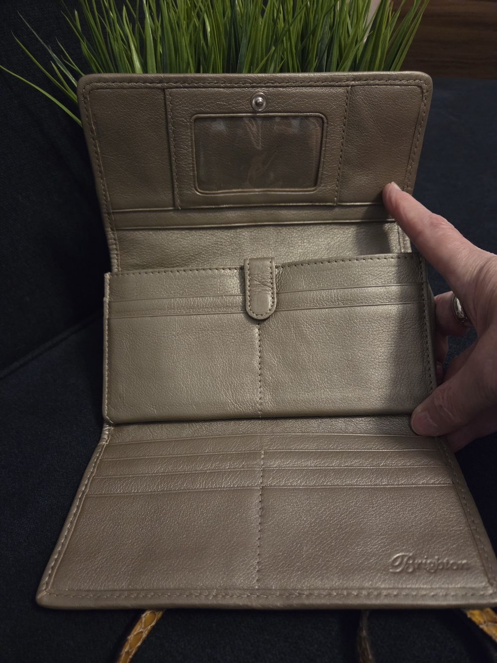 Brighton Gold Snake-Embossed Crossbody Wallet with Silver-Tone Accent - Picture 3 of 14